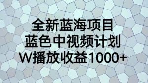 全新蓝海项目,蓝色中视频计划,1W播放量1000+【揭秘】-第一资源库