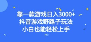 靠一款游戏日入3000+,抖音游戏野路子玩法,小白也能轻松上手【揭秘】-第一资源库