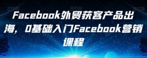 Facebook外贸获客产品出海,0基础入门Facebook营销课程-第一资源库
