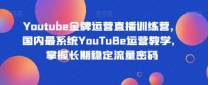 Youtube金牌运营直播训练营,国内最系统YouTuBe运营教学,掌握长期稳定流量密码-第一资源库