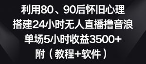 利用80、90后怀旧心理，搭建24小时无人直播撸音浪，单场5小时收益3500+（教程+软件）【揭秘】-第一资源库
