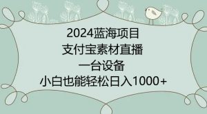 2024年蓝海项目，支付宝素材直播，无需出境，小白也能日入1000+ ，实操教程【揭秘】-第一资源库