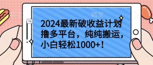 2024最新破收益计划撸多平台，纯纯搬运，小白轻松1000+【揭秘】-第一资源库