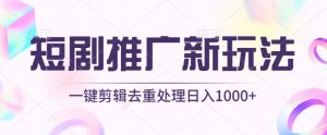 短剧推广新玩法,不剪辑,工具助力一键过原创,日入1000+【揭秘】-第一资源库