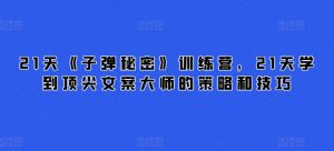21天《子弹秘密》训练营,21天学到顶尖文案大师的策略和技巧-第一资源库