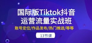 国际版Tiktok抖音运营流量实战班：账号定位/作品发布/热门推送/等等-13节-第一资源库