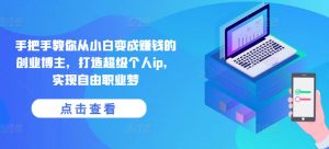 手把手教你从小白变成赚钱的创业博主,打造超级个人ip,实现自由职业梦-第一资源库