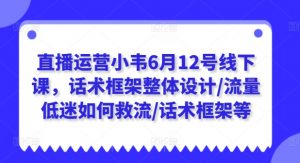 直播运营小韦6月12号线下课,话术框架整体设计/流量低迷如何救流/话术框架等-第一资源库