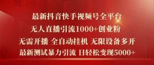 最新抖音快手视频号全平台无人直播引流1000+精准创业粉,日轻松变现5k+【揭秘】-第一资源库