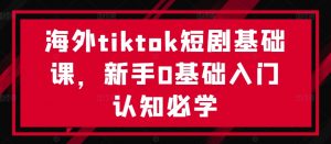 海外tiktok短剧基础课,新手0基础入门认知必学-第一资源库