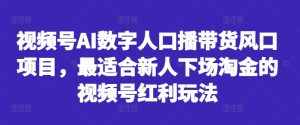 视频号AI数字人口播带货风口项目,最适合新人下场淘金的视频号红利玩法-第一资源库