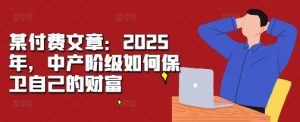 某付费文章:2025年,中产阶级如何保卫自己的财富-第一资源库