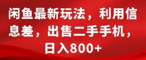 闲鱼最新玩法,利用信息差,出售二手手机,日入8张【揭秘】-第一资源库