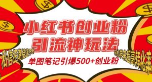 小红书创业粉引流神玩法,单图笔记引爆500+精准创业粉丝,私信狂潮接连不断-第一资源库