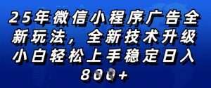 2025年微信小程序全新玩法纯小白易上手,稳定日入多张,技术全新升级,全网首发【揭秘】-第一资源库