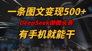 一条图文变现5张,DeeSeep微头条,有手机就能做-第一资源库