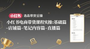 小红书电商带货课程实操：基础篇-选品篇-店铺篇-笔记内容篇-直播篇-第一资源库