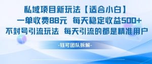 私域项目新玩法【适合小白】 一单收费88.每天稳定收益几张-第一资源库