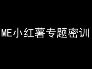 ME小红薯专题密训-小红书电商教程-第一资源库