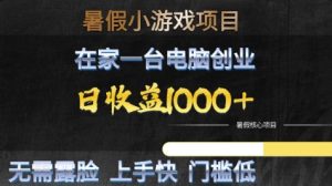 暑假小游戏项目,在家一台电脑创业,日收益1k+,无需露脸,上手快门槛低【揭秘】-第一资源库