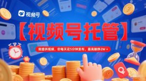 【视频号托管 】我提供视频，你每天花5分钟发布，最高躺挣2W+【揭秘】-第一资源库