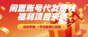 福利项目来袭,闲置账号代发挣钱,动动手指,一天也能搞三位数【揭秘】-第一资源库