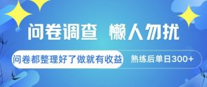 问卷调查,懒人勿扰,问卷都整理好了单价不等,做就有收益,熟练后单日3张【揭秘】-第一资源库
