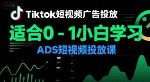 Tiktok短视频广告投放,适合0-1小白学习ADS短视频投放课-第一资源库