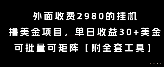 外面收费2980的挂G撸美金项目，单日收益30+美金，可批量可矩阵【揭秘】-第一资源库