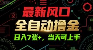 最新风口，全自动撸金，日入7张+，当天可上手【揭秘】-第一资源库